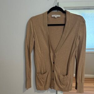 LOFT Tan Button-Up Cardigan